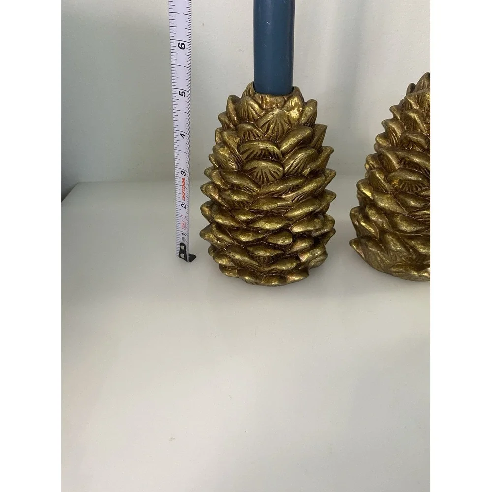 Vintage Otagiri 1996 Enesco Pinecone Taper Candle Holders Set of 2 Ceramic 5